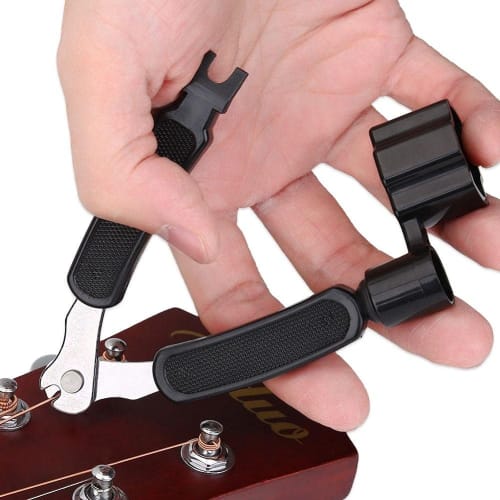 Multifunctional 3-in-1 String Winder with Peg Winder, Nippers, and Bridge Pin Puller for Guitar, Acoustic Bass, and Maintenance. Small, lightweight, a