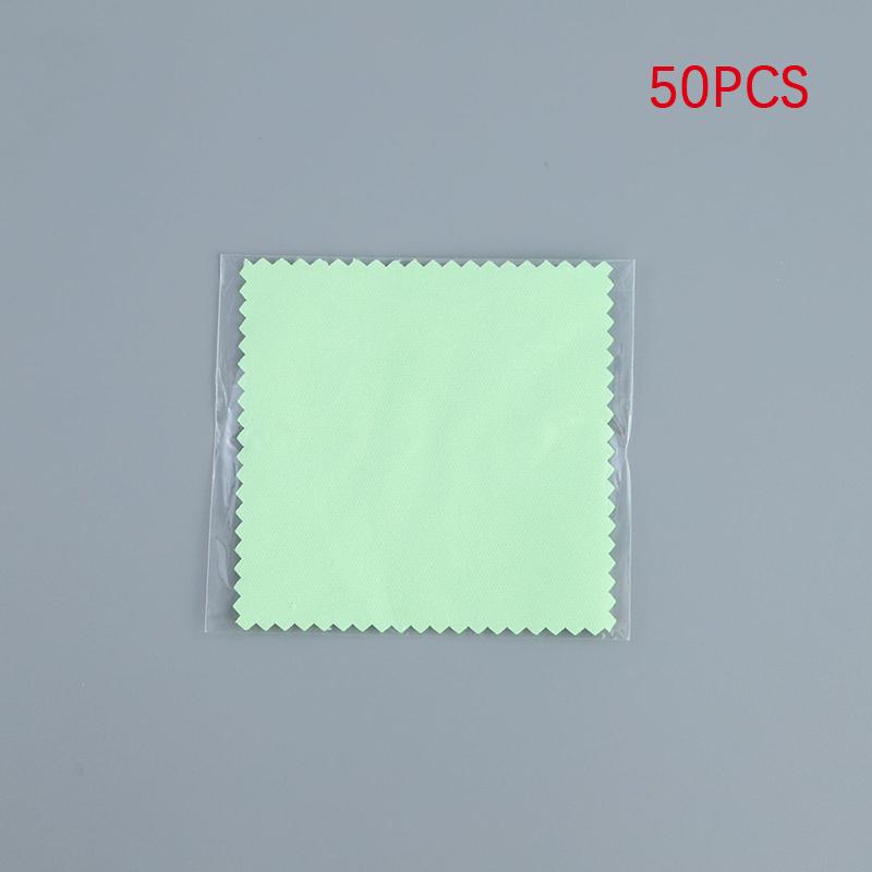 

50 шт. Салфетка для полировки стерлингового серебра, серебристого цвета, чистящие салфетки в индивидуальной упаковке, мягкие, чистые, для ювелирных инструментов 50PCS зелёный