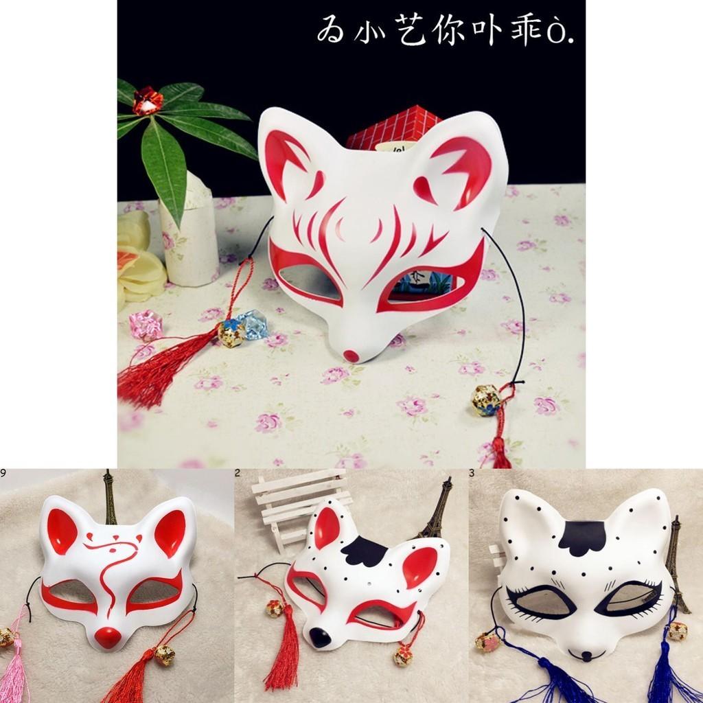 Beautifully Handpainted Kitsune Mask With Japanese Anime Design For Cosplay And Halloween