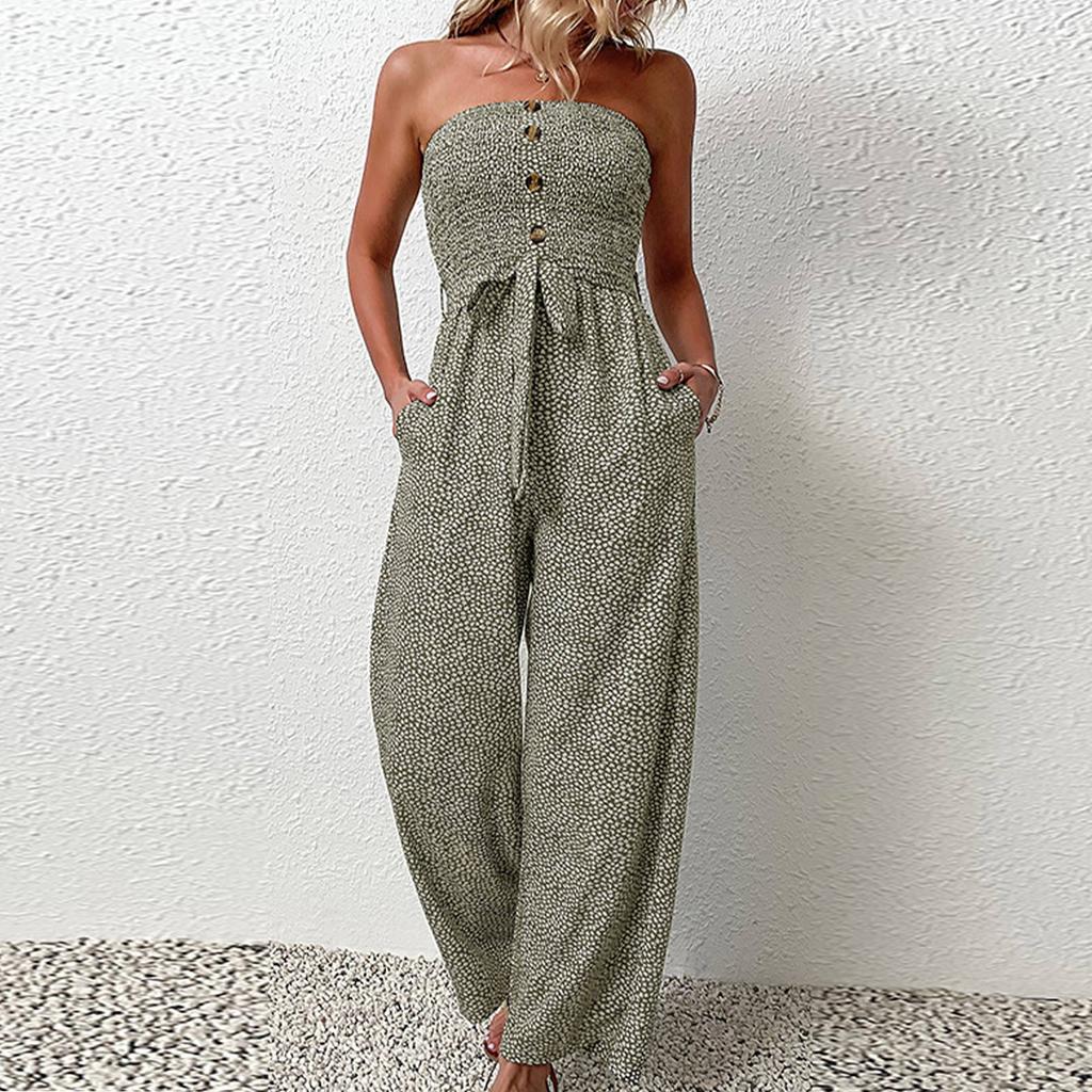 Damenmode-Overall mit Blumenmuster, sexy, trägerloser Overall