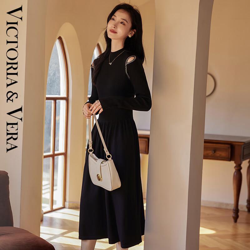 

VICTORIA&VERA Elegant Off-Shoulder A-Line Knit Midi Dress XL