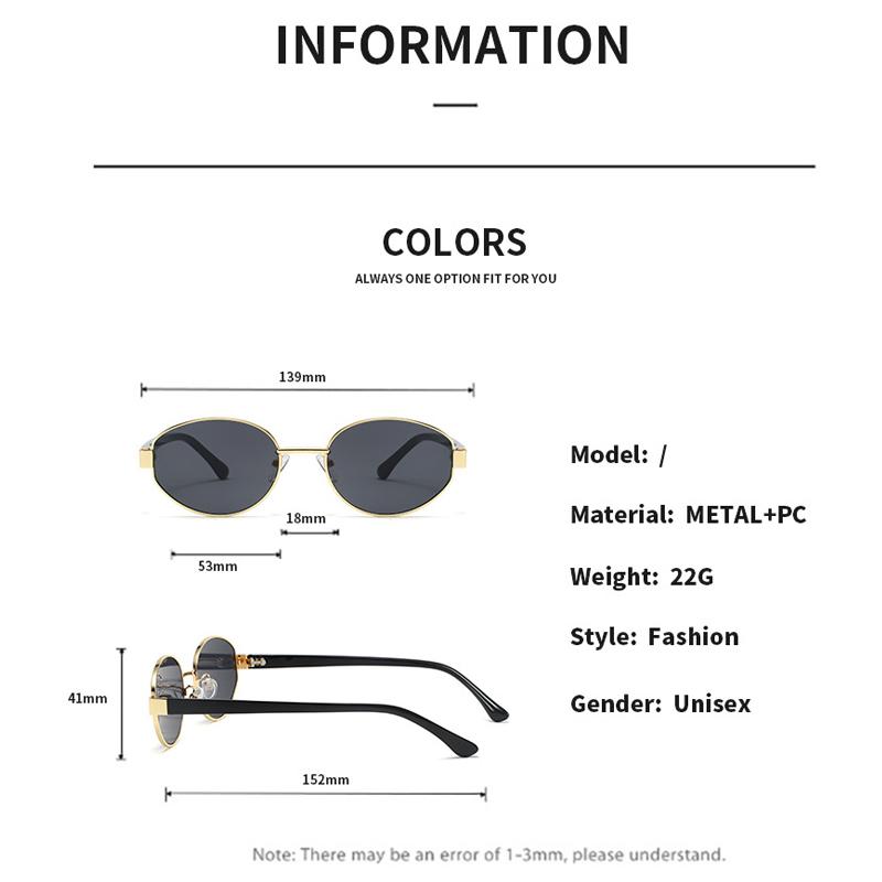 Sluneční brýle pro ženy, módní kovové sluneční brýle pro muže, luxusní značkové designové módní dekorativní retro oválné sluneční brýle, UV400