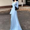 2026 New French Knitwear Coat Dress - Women's Spring Design, Waist-Cinching, Fitted, Long Dress