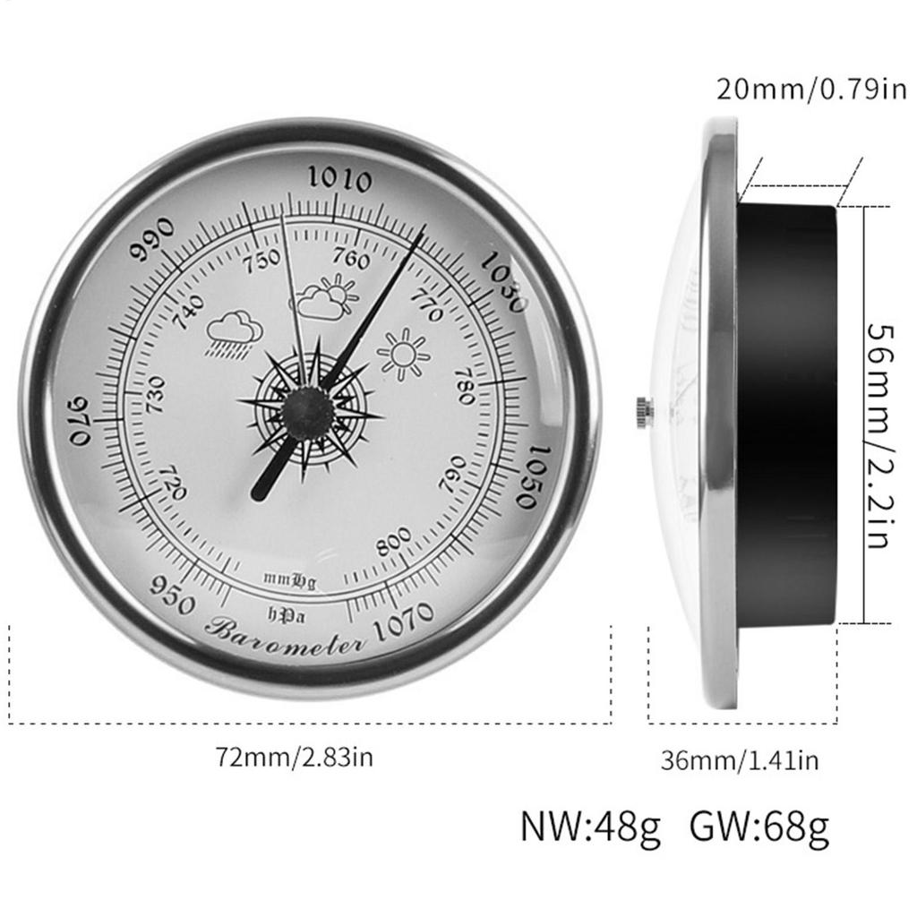 High Precision Barometer 70mm Barometer Weather Indicator Weather Station Pressure Gauge for Home Marine Fishing Camping