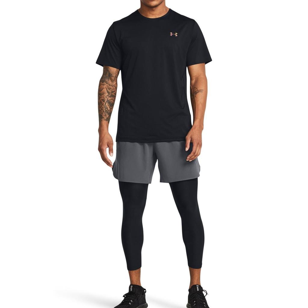 Under Armour Solid Color Casual Training Breathable Crew Neck Short Sleeve T-Shirt Men Tops Black 1383668-001
