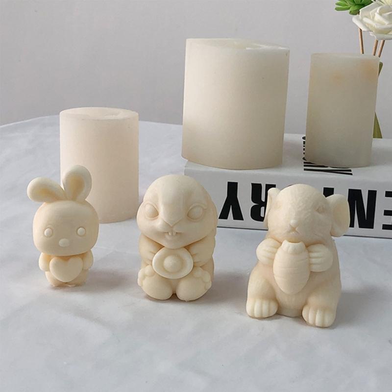 Easters-Rabbit Molds Rabbits Silicones Candle Molds Cute 3d-Rabbit Molds Resins Soap Molds Candle Scented-Making Supply
