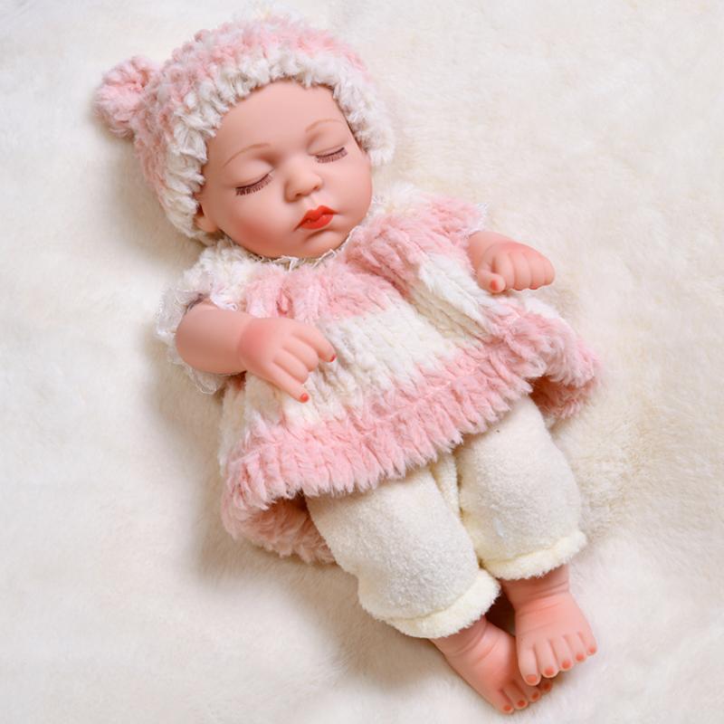 Mini 11-inch Reborn Doll with Closed Eyes, Simulation Baby Doll for Little Girls, Early Education Sleeping Doll