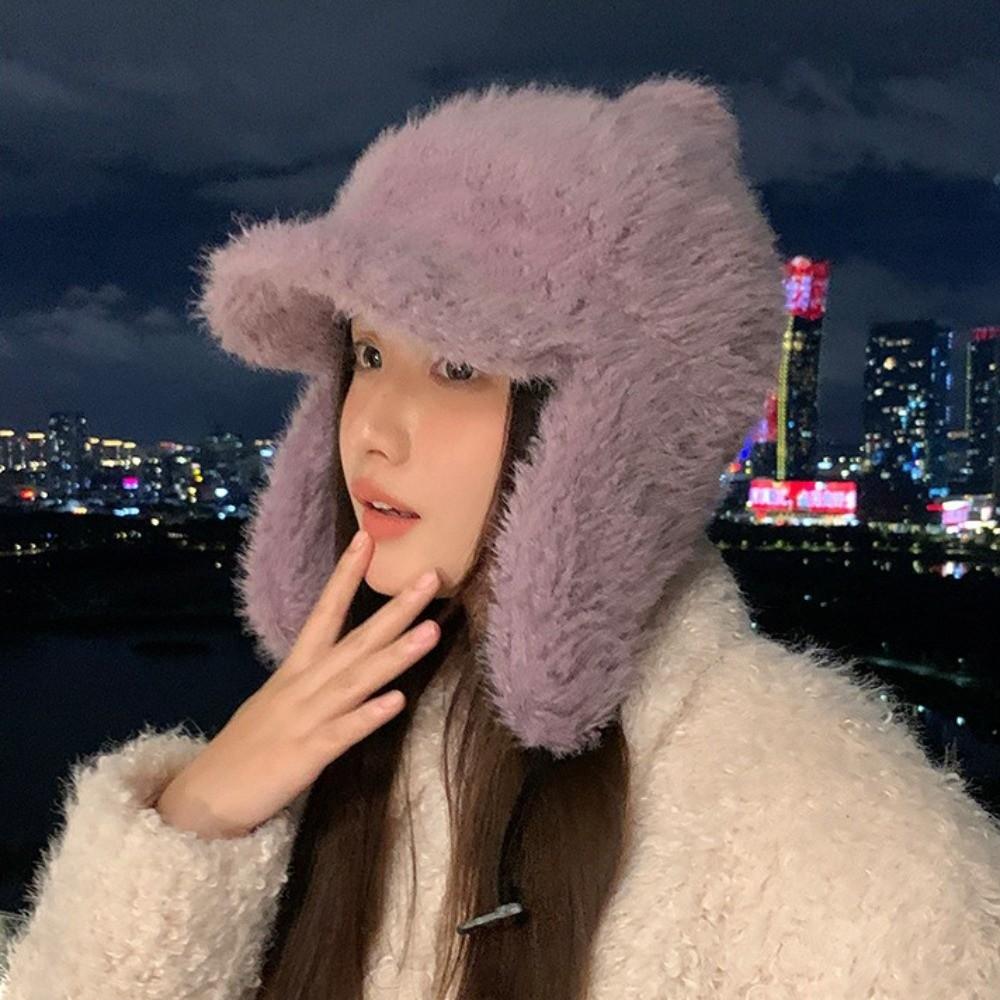 Plush Winter Cap Warm Plush Hat Korean Style Ear Protection Hat for Women