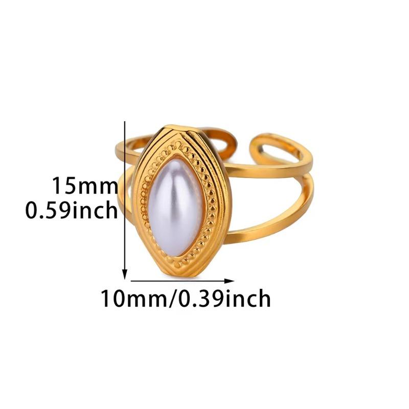 Hot-selling titanium steel ring female simple cold wind irregular personality egg hollow imitation pearl open ring