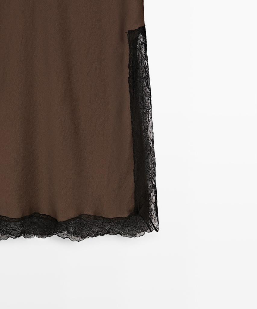 Masimodutti Lace Detail Midi Skirt