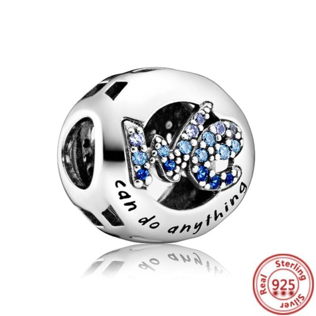 925 Silver Love Collection Beaded Pendant Charm Accessory Bracelet Women 'S Diy Jewelry