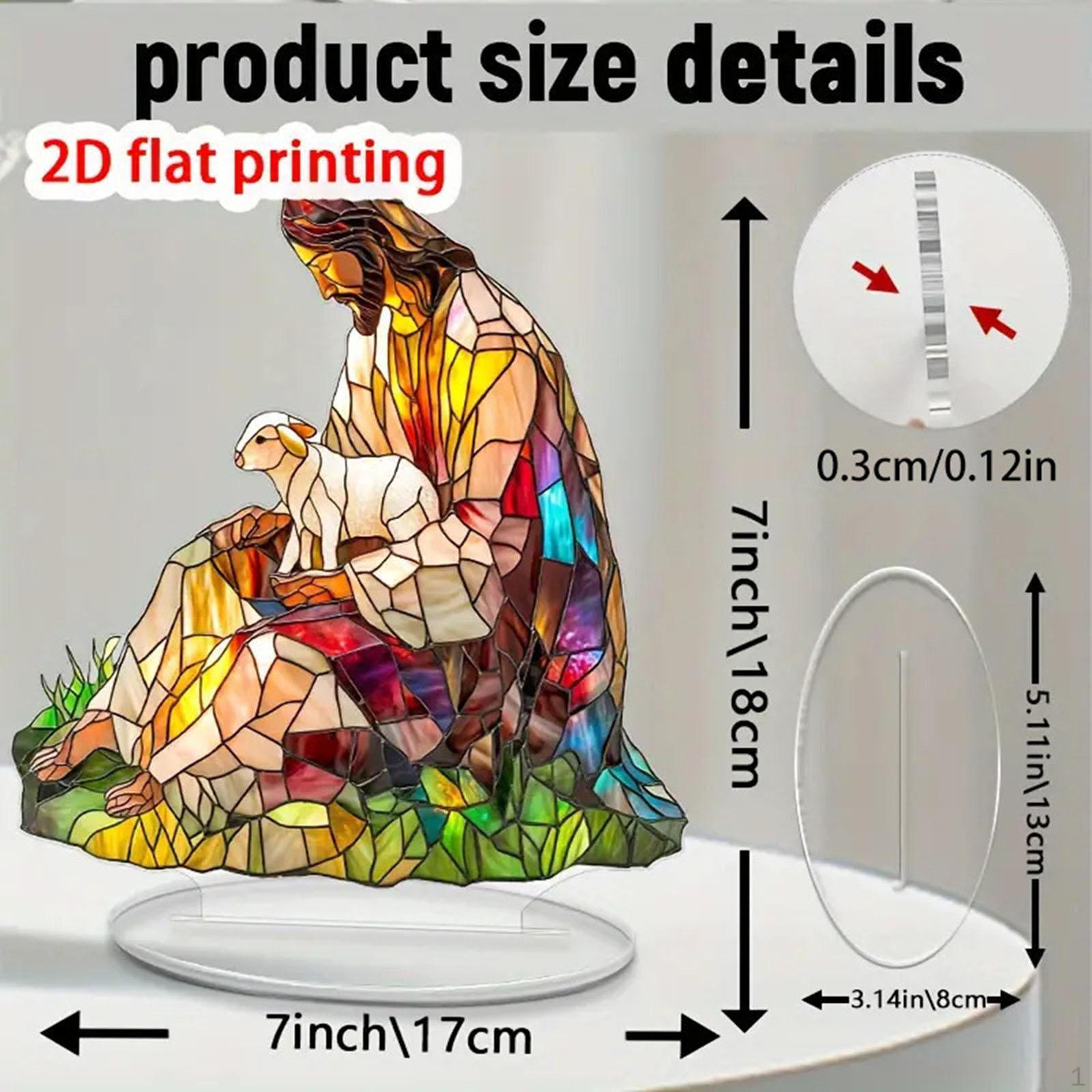 

2D Art Scene Decor Acrylic Tabletop Sign Craft Desktop Ornament with Stand for Holiday Party Jesus