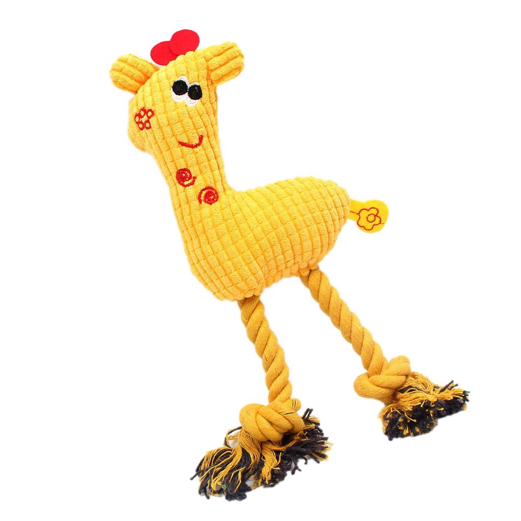 Dog Plush Toy Puppy Chewing Woven Rope Flannel Giraffe Shape Safe Cute for Pet Teeth Cleaning