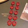 10 Red Heart-shaped Hair Rings with Sweet and Stylish Rubber Bands Suitable for Daily Use As Hair Accessories