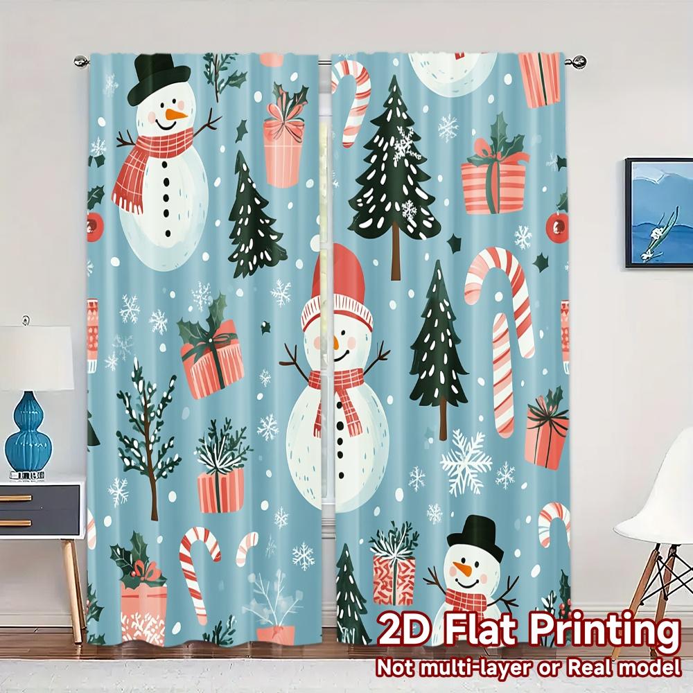 

2pcs,Curtains Cute Snowman Christmas (3) Popular Popular Curtain 100% Polyester Curtains Decorations Inside Suitable for Living 52.50×116.00 CM 2pcs