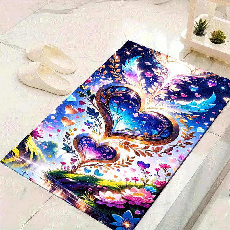 

1pc Glass Heart Print, Design Indoor Area Rug, Soft, Anti-Slip, and Durable Gaming Room Decor for Bedroom, Living Room, and Exercise Rugs, P 60cm by 90cm