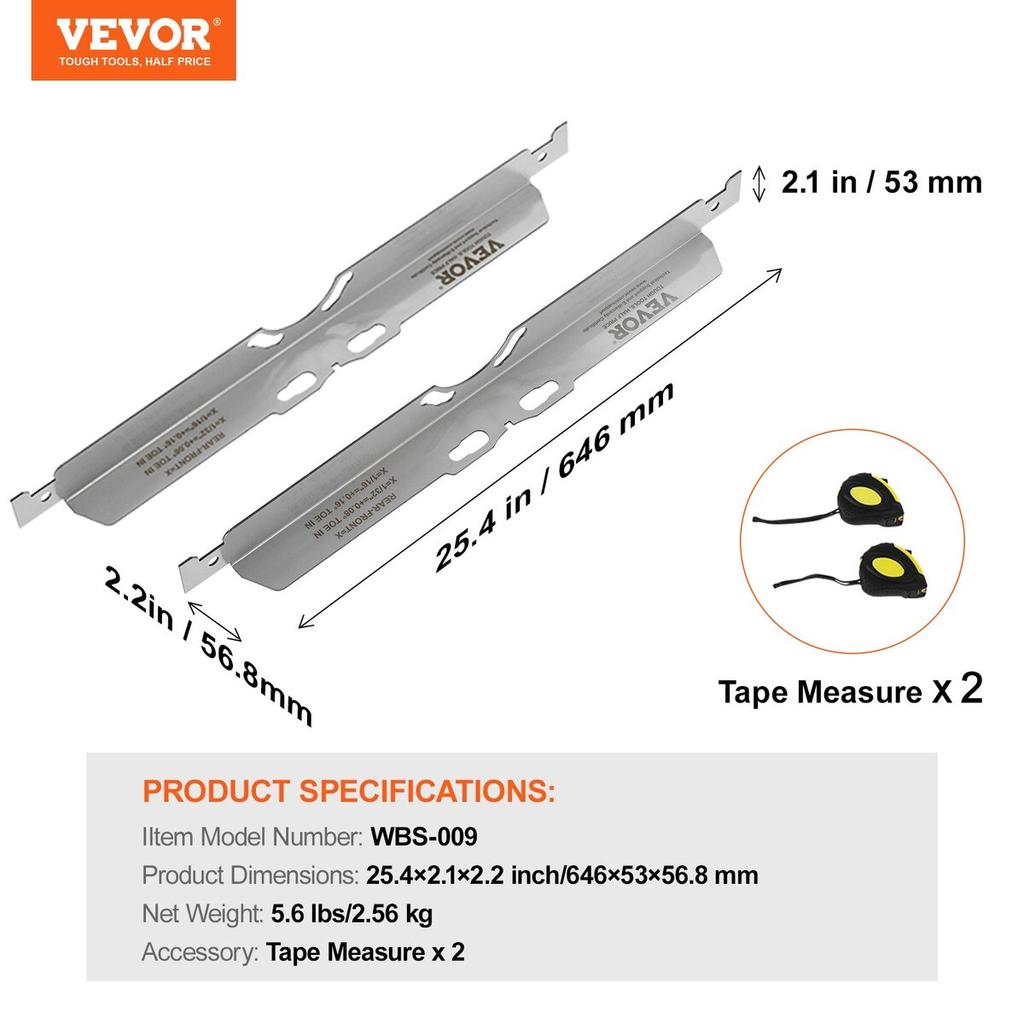 Wheel Alignment Tool, 2-Pack Toe Alignment Toe Plates, Stainless Steel Wheel Alignment Tool Plate, Toe Angle Accurate Measurement, Includes 2