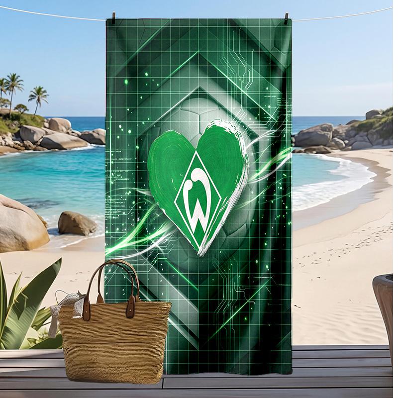 Asciugamano da Spiaggia con Stampa Calcio Werder Bremen, Asciugamano Grande Morbido ad Asciugatura Rapida per Spiaggia Campeggio Nuoto