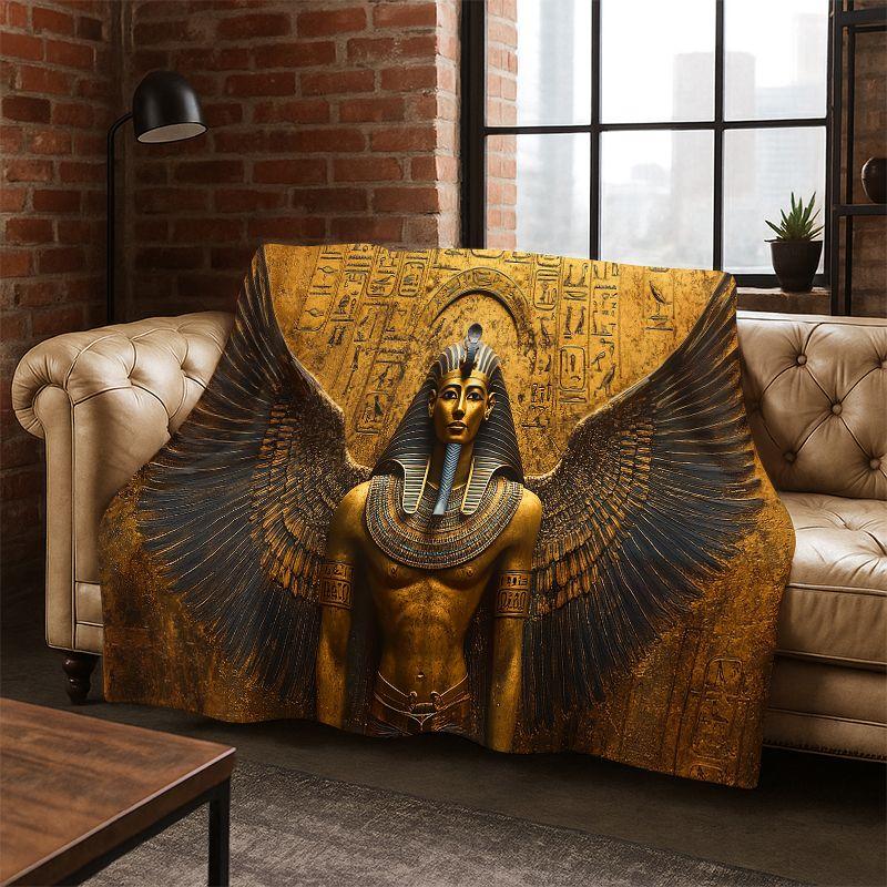 Ancient Egypt Death Anubis Pharaoh Cartoon Flannel Blanket Soft Throw Blanket for Bedroom Living Room Bed Travel Camping Picnic