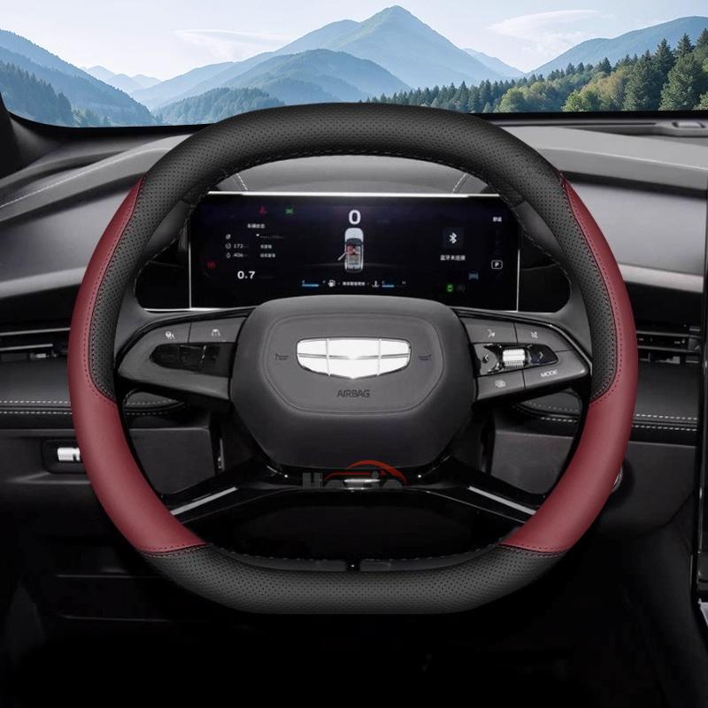 Leather Car Steering Wheel Cover for Geely Cityray Boyue L Cool Starray Galaxy Preface Interior Accessories 2025 2026