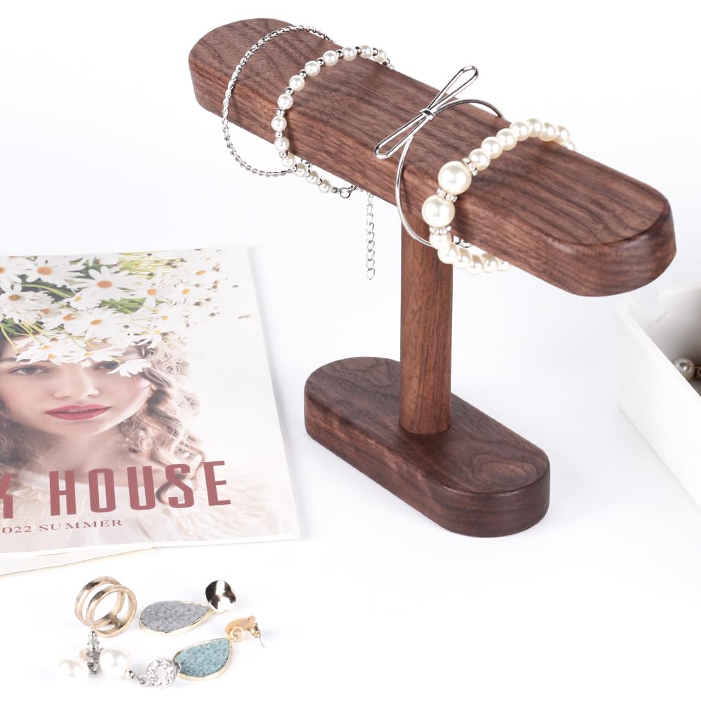 Baskiss Premium Wooden Watch Stand, Display and Storage for 2-4 Watches, Walnut, Dark Brown