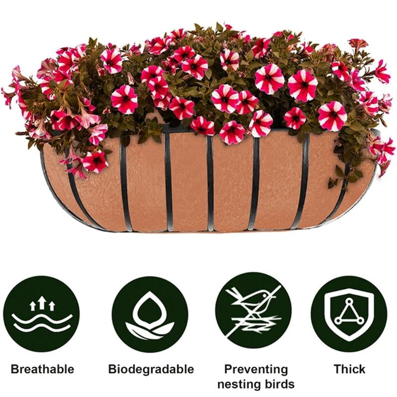 Set of 3 Grooved Felt Window Box Basket Liners Enhances Aeration Plant Container Inserts for Porch Decors Gardening