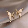 Elegant Zircon Butterfly Stud Earrings For Women Autumn Winter Fashion Jewelry Gift Sweet Metal Luxury