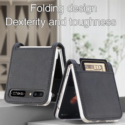 Mobile Phone Case for Samsung Galaxy Z Flip2 5G Flip 1 2 Flip6 Flip5 Flip4 Flip3 Flip 6 5 4 3 Card Slot Leather Accessories