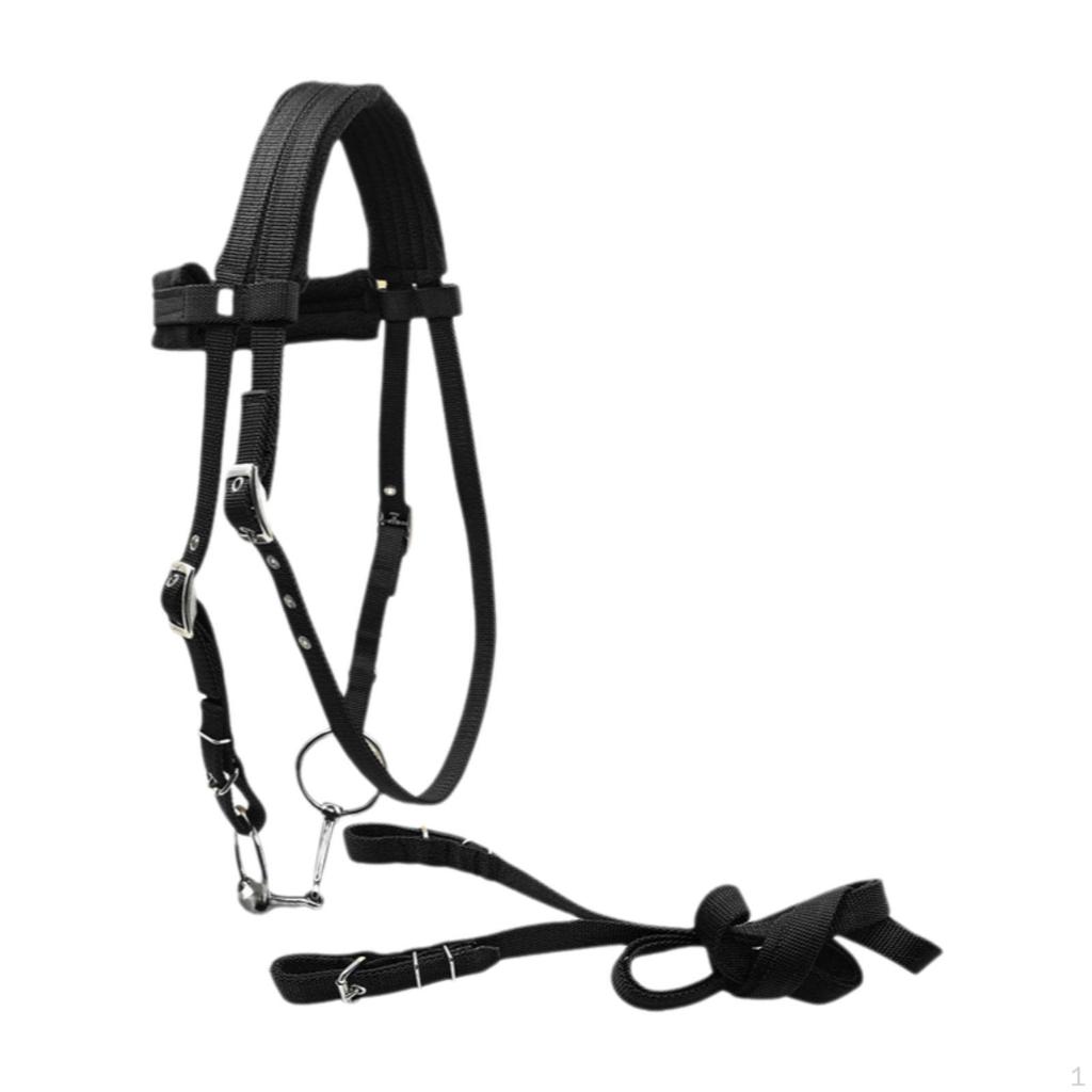 Adjustable Bridle with Rein Halter And Side Pull Reins, Leading Rope Headstall Gear
