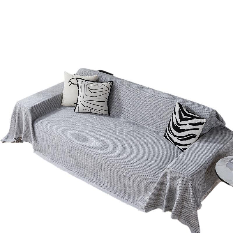 Nordic solid color four-season cotton thread blanket, simple seat cushion ins wind sofa towel, fashionable lunch break blanket