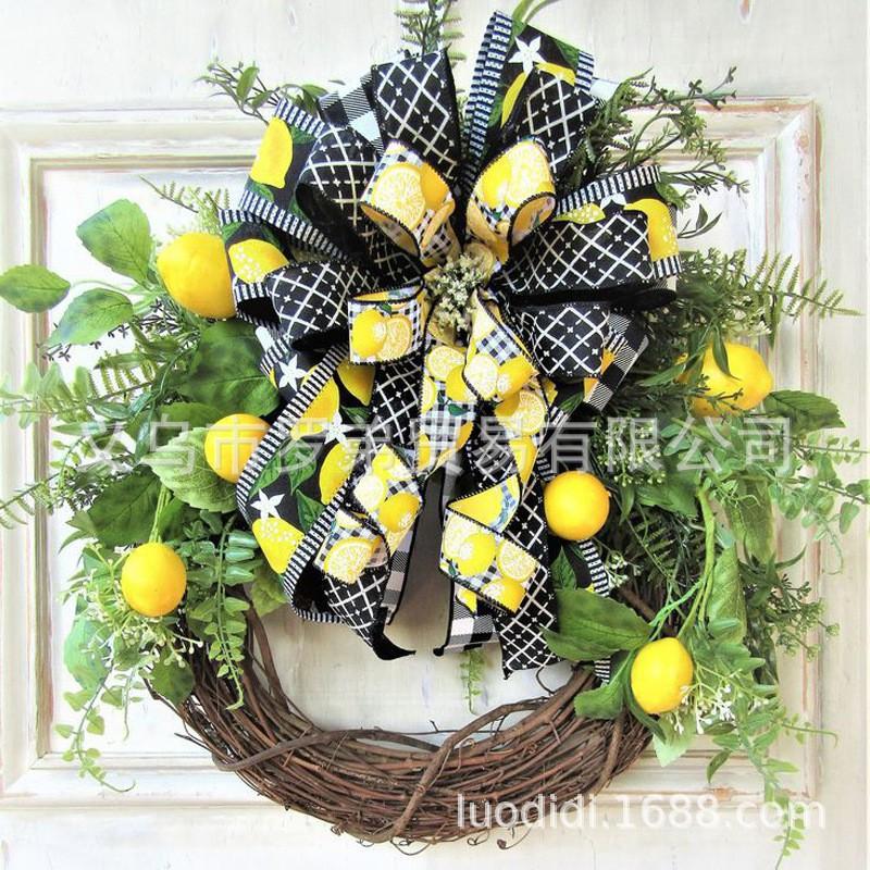 Artificial Lemon Peony Wreath Wall Hanging Decor Door Home Festival Party Decoration
