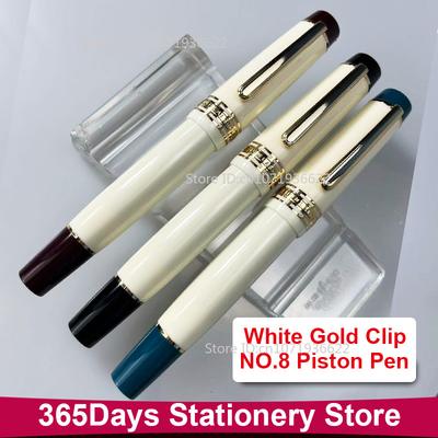 Limited White! WingSung 630 Large Resin Piston Fountain Pen N0.8 Iraurita EF/F/M Nib Gold Clip Business Student Writing Gift Pen