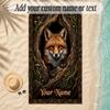 Fox Theme Soft Beach Towel Personalized Custom Name Text Towel Portable for Beach Pool Travel