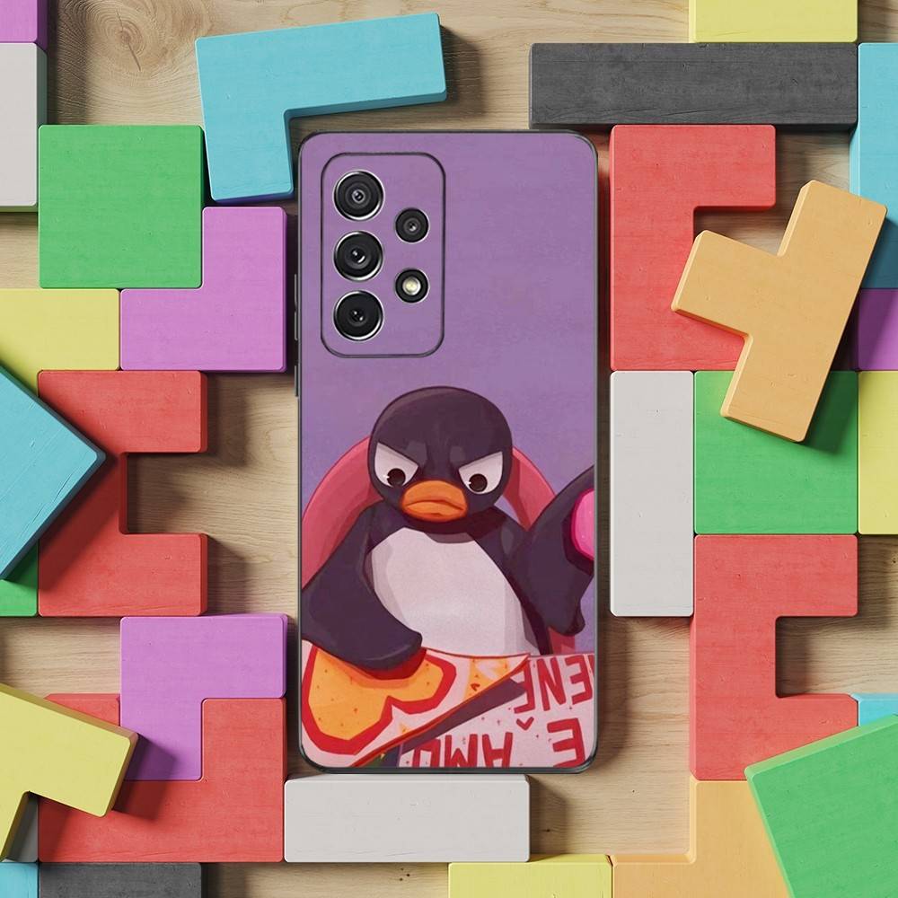 Süßes Tier P-Pingu Pinguin Hülle Für Samsung S21,S9,S22,S25,S20,S10,Plus,Ultra,S24,S23,FE,Lite,Weiches Silikon Schwarz