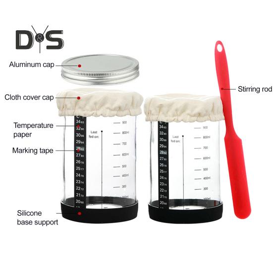 Sourdough Starter Kit with Cloth Cover Large Capacity Food Grade BPA Free Reusable Sourdough Bread Baking Supplies