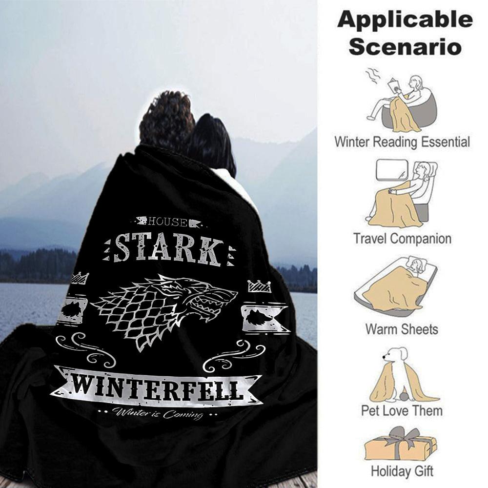 1 Stück Haus Stark Winterfell Überwurfdecke Weiche Flanelldecke, Gemütlich für alle Jahreszeiten Polyester Perfekt für Zuhause, Büro