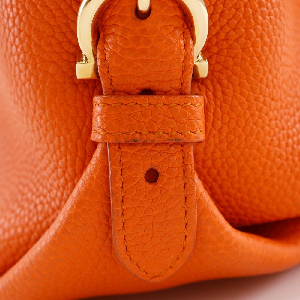Salvatore Ferragamo Fiamma Handbag 2WAYShoulder Orange leather Women Used