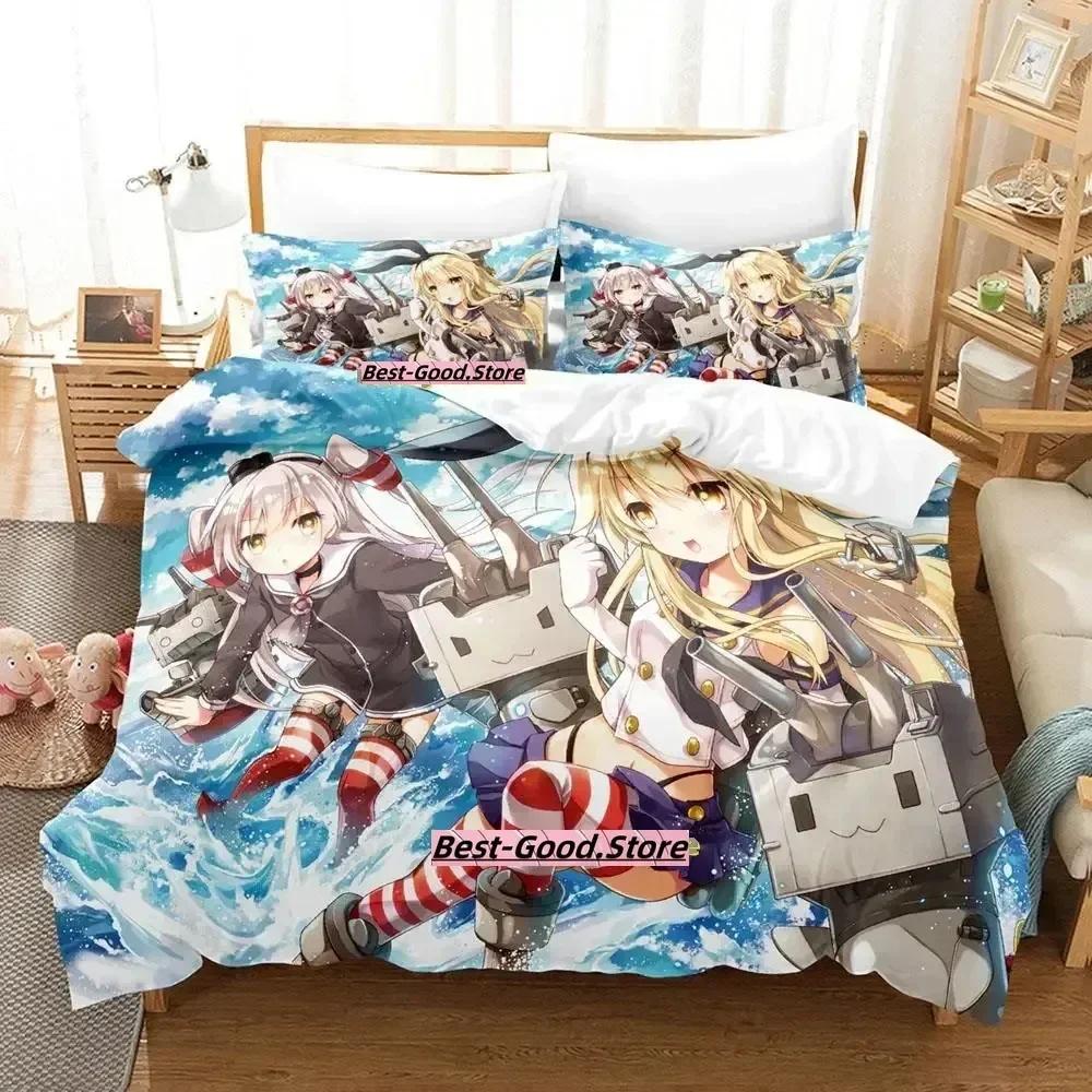 New Kawaii Kantai Collection Bedding Set Single Twin Full Queen King Size Bed Set Adult Kid Bedroom Duvetcover Sets Anime Bed