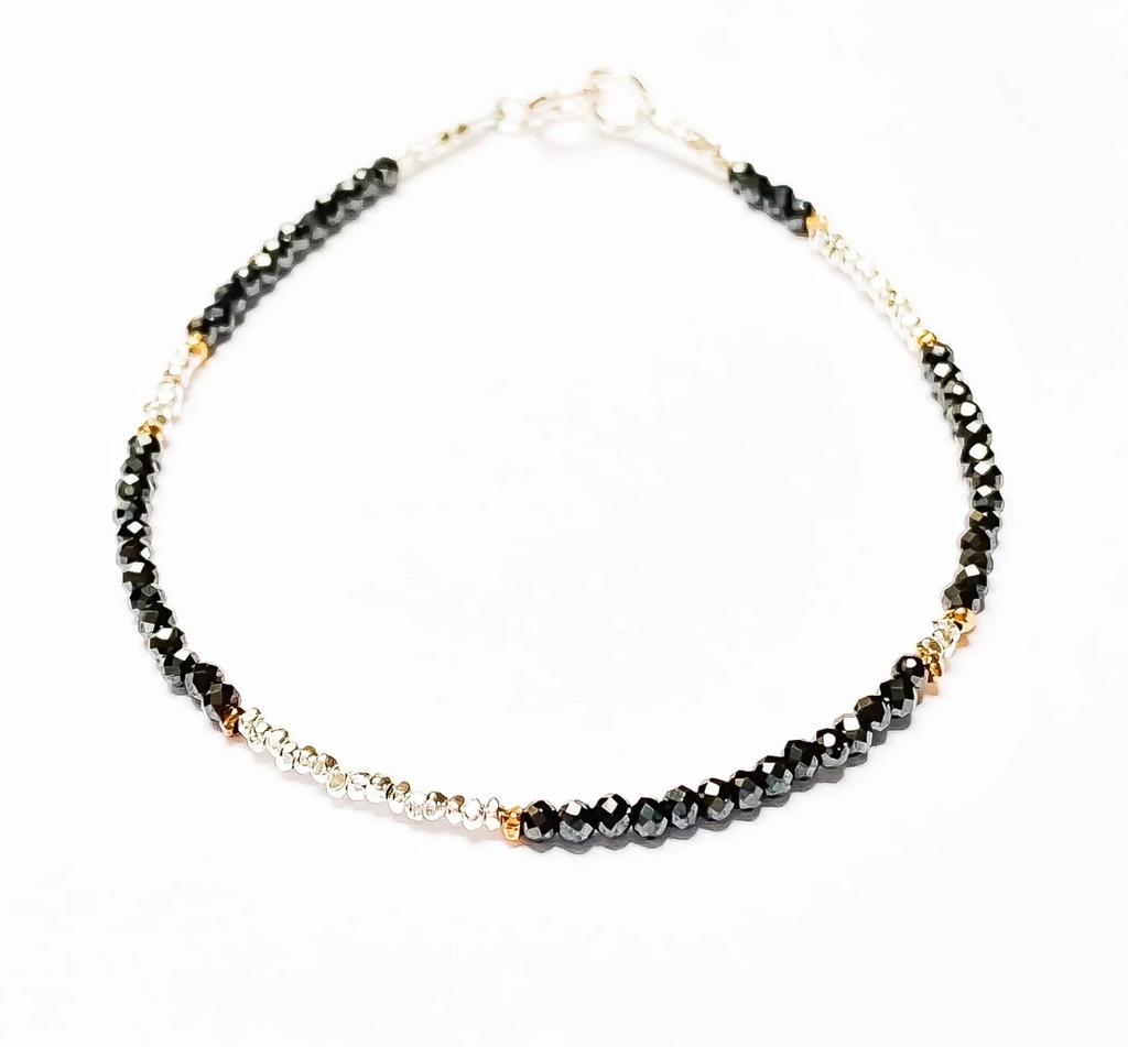 Black Crystal Tourmaline Bracelet, Empath Protection Bracelet for Women, Dainty Black Tourmaline Jewelry,