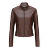 Women’s European-American Leather Motorcycle Jacket with Zipper - Retro Short Style