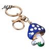 Faux Pearl Combination Keychain Zinc Alloy Pendant, Dripping Process Key Ring with Imitation Cartoon Charm Mushroom Shape, Multiple Colors Bag