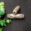 Tibetan Green Nine-Eyed Dzi Agate Jade Pendant Necklace Ornaments.