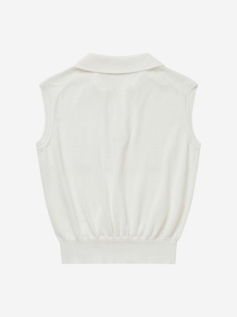 LORDLOAR Signature Summer Collared Sleeveless Knit White