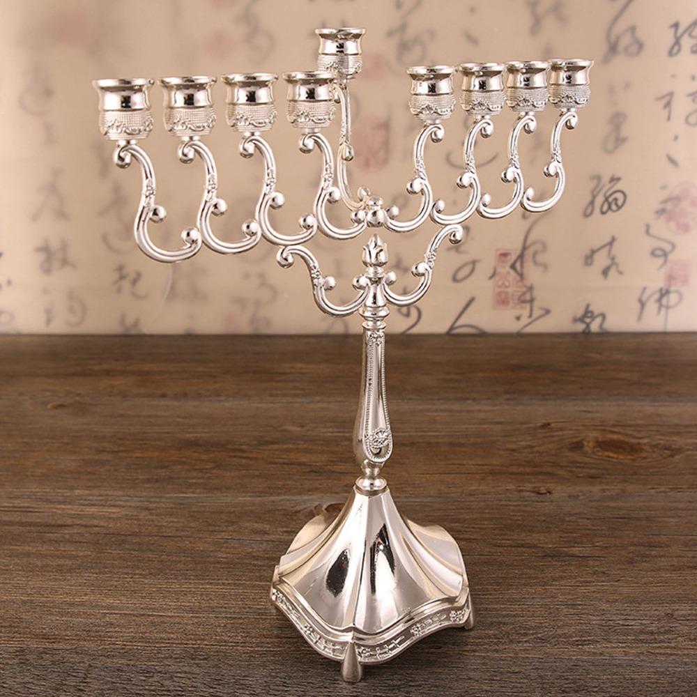 4pcs Silver Candle Holder 9 Branch Candelabra Decorative Candlestick Wedding Decoration