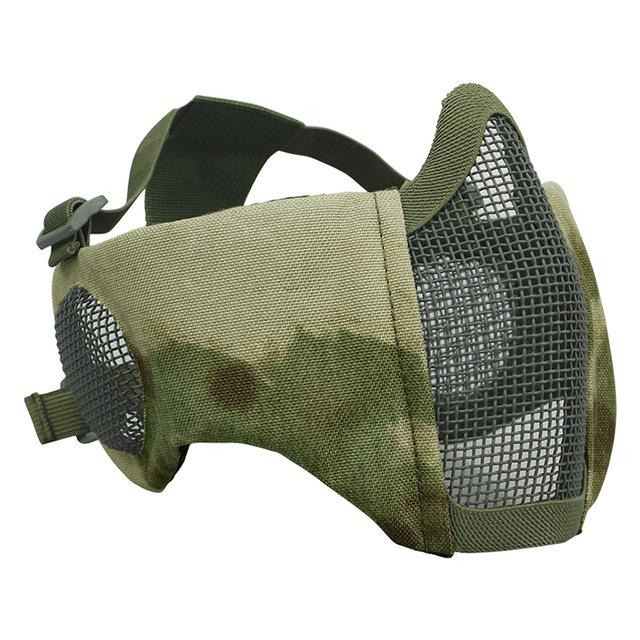 Τακτική Μάσκα Κρανίου Μισού Προσώπου με Προστασία Αυτιών και Στόματος από Μεταλλικό Πλέγμα για Υπαίθρια Οδήγηση και Σκοποβολή