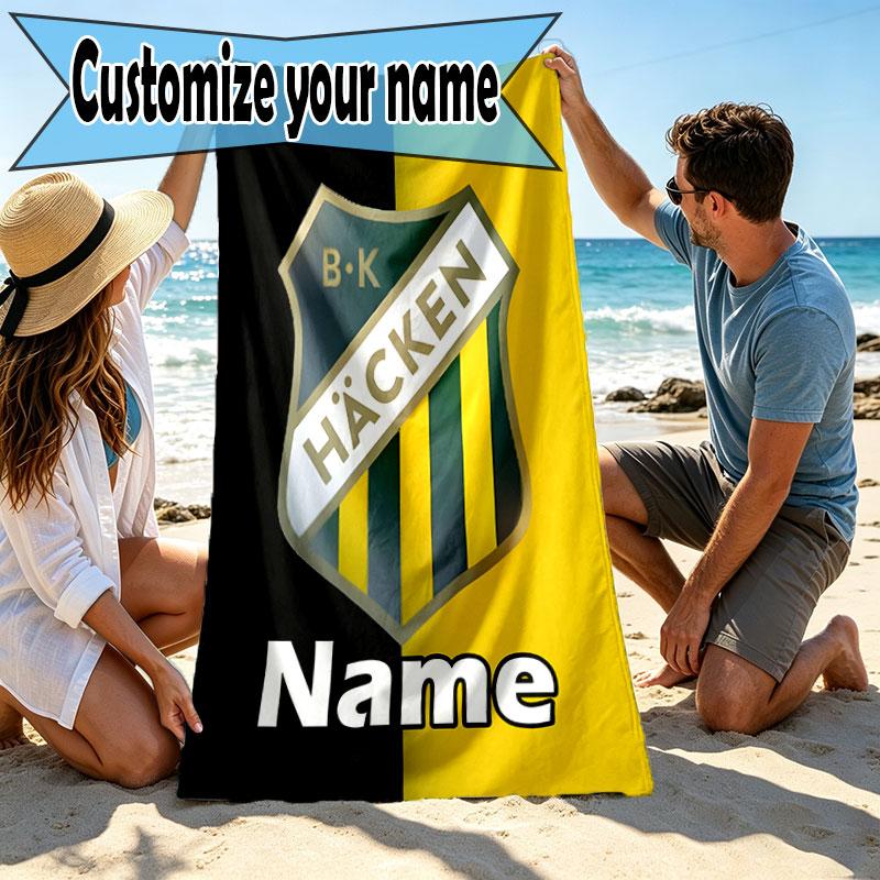 Custom Name Personalized BK Hacken Print Beach Towel, for Trip Camping Beach Party Home Decor, Birthday Gift for Family & Friends