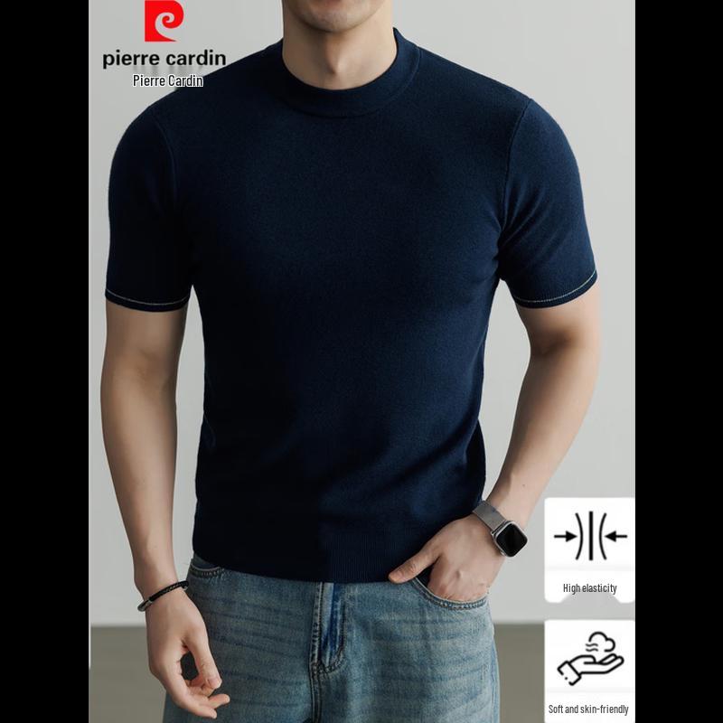 Pierre Cardin Men's Knit Mulberry Silk Blend Short Sleeve T-Shirt