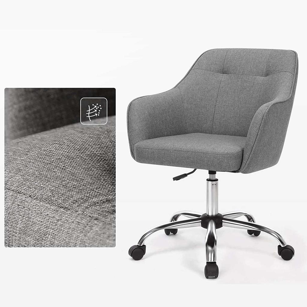 SONGMICS Office Chair, Comfortable Desk Chair, Height-Adjustable Computer Chair, Holds up to 120 kg, Steel Frame, Imitation Linen, Breathable