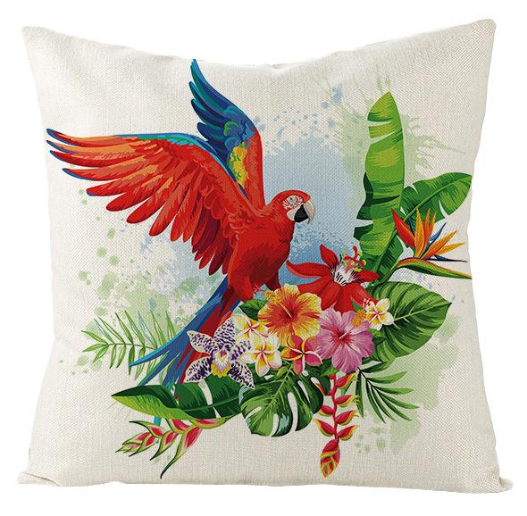 New Outdoor Waterproof Linen Pillow Case Tropical Green Leaf Cushion Cover