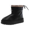 Wasserdichte Leder-Schneestiefel mit flachem Boden 2025 Herbst- und Wintermode Samt-Lederstiefel verdickte Baumwollschuhe dicksohlige Damen-Kurzstiefel